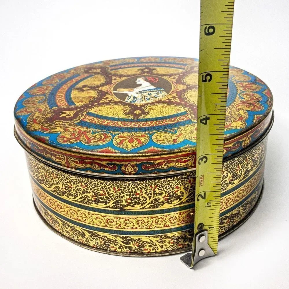 Antique Hostess Fruit Cake Tin 8” Round